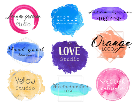 Watercolor logo set, Feminine logo design set, Colorful vector Illustration.のイラスト素材