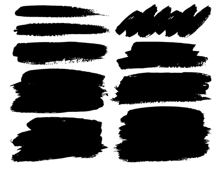 Set of brush strokes, Black ink grunge brush strokes. Vector illustration.のイラスト素材