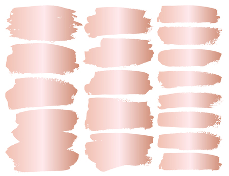 Set of brush stroke, Pink gold grunge brush strokes. Vector illustration.のイラスト素材