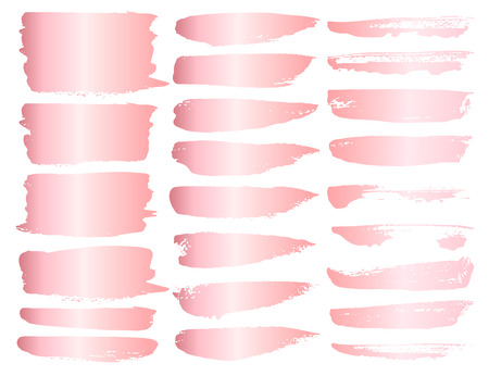 Set of brush stroke, Pink gold grunge brush strokes. Vector illustration.のイラスト素材