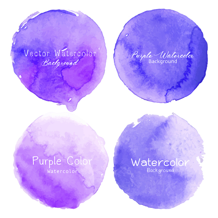 Purple watercolor circle set on white background. Vector illustration.のイラスト素材