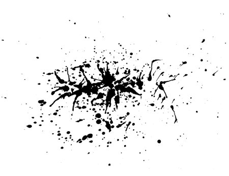 Abstract black ink splash watercolor, Splash watercolor spray texture isolated on white background. Vector illustration.のイラスト素材