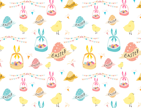 Happy easter pattern background, Cute easter pattern for kids, Vector illustration.のイラスト素材