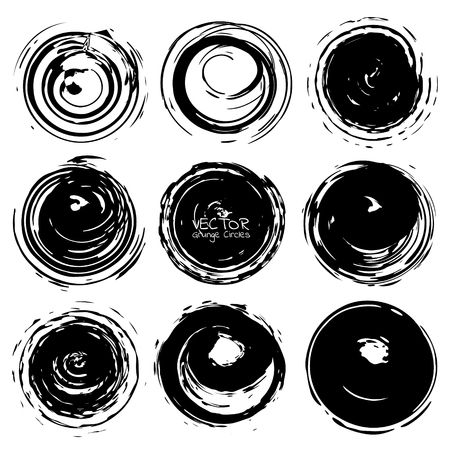 Set of grunge circles, Grunge round shapes, Vector illustration.のイラスト素材