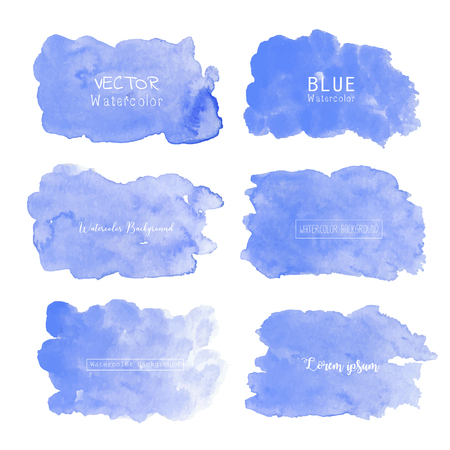 Blue watercolor background, Pastel watercolor logo, Vector illustration.のイラスト素材