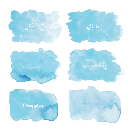 Blue watercolor background, Pastel watercolor logo, Vector illustration.のイラスト素材