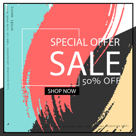 Modern square banner design for social media, Special sale banner, Promotion square banner sale, Vector illustration.のイラスト素材