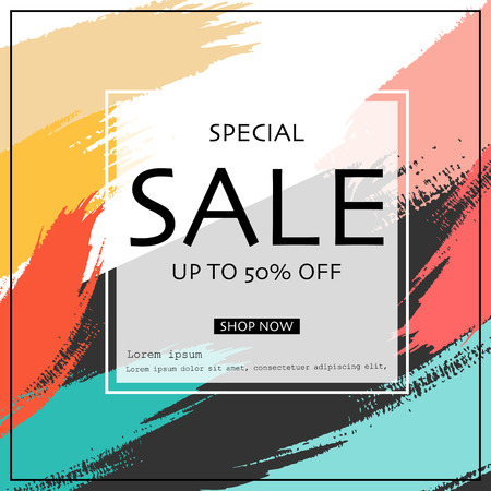 Modern square banner design for social media, Special sale banner, Promotion square banner sale, Vector illustration.のイラスト素材