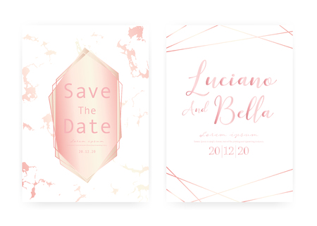 Marble wedding invitation card, Save the date wedding card, Modern card design with marble texture, Vector illustration.のイラスト素材
