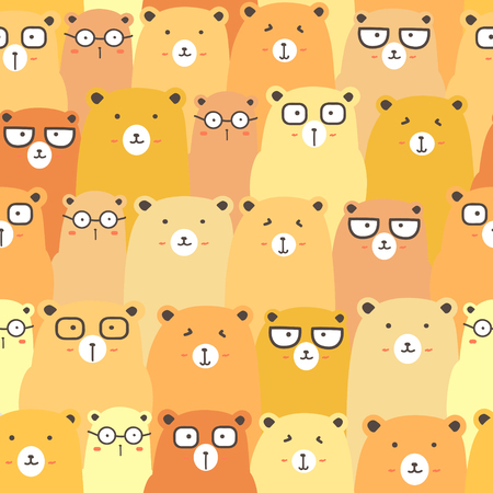 Seamless pattern with cute bear background, Cute bear doodle art for kids, Vector illustrations for gift wrap and fabric design.のイラスト素材