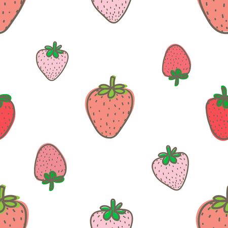 Seamless pattern with strawberry background. Vector illustrations for gift wrap design.のイラスト素材