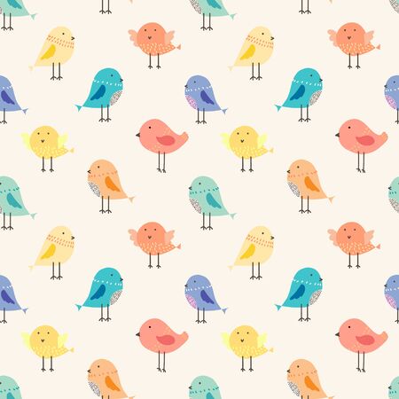 Cute bird seamless pattern background. Vector illustration for fabric and gift wrap paper design.のイラスト素材