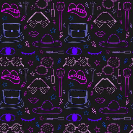 Accessories fashion seamless pattern background. Vector illustration.のイラスト素材