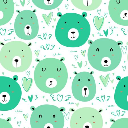 Cute bear seamless pattern background. Vector illustration.のイラスト素材