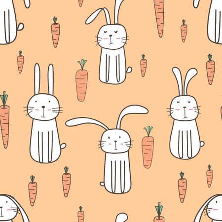 Cute bunny seamless pattern background. Vector illustration.のイラスト素材