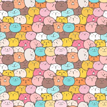 Cute bear seamless pattern background. Vector illustration.のイラスト素材