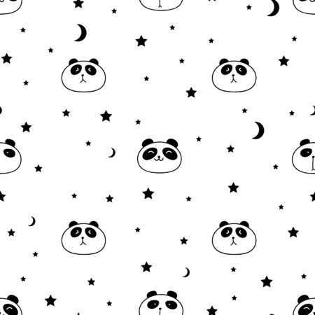 Cute panda seamless pattern background. Vector illustration.のイラスト素材
