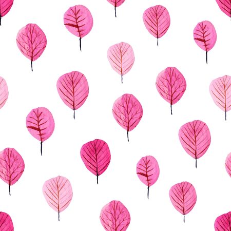 Tree watercolor seamless pattern background. Vector illustration.のイラスト素材