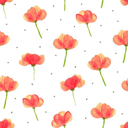 Flower watercolor seamless pattern background design. Vector illustration.のイラスト素材