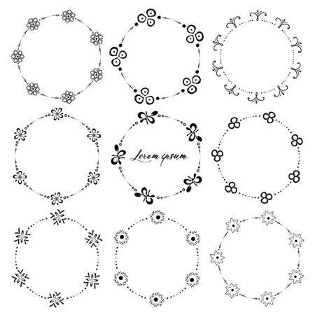 Set of round frames for decoration. Vector illustration.のイラスト素材