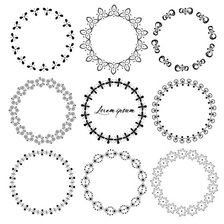 Set of round frames for decoration. Vector illustration.のイラスト素材