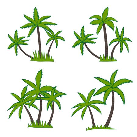 Set of coconut palm tree isolated on white background. Vector illustration.のイラスト素材