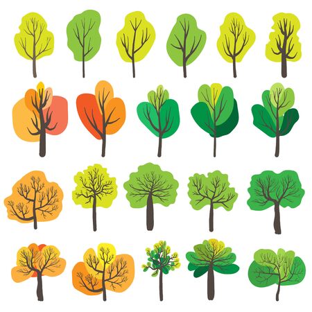 Set of trees isolated on white background. Vector illustration.のイラスト素材