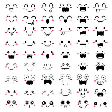 Set of face icon design. Vector illustration.のイラスト素材