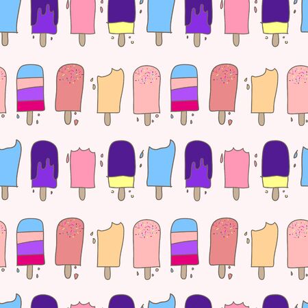 Cute ice cream seamless pattern background. Vector illustration.のイラスト素材
