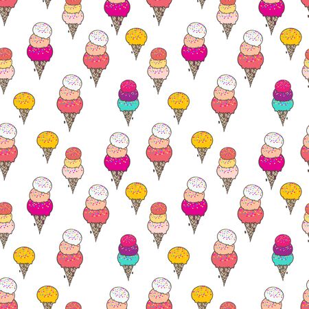 Cute ice cream seamless pattern background. Vector illustration.のイラスト素材