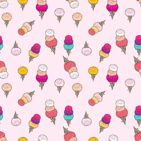 Cute ice cream seamless pattern background. Vector illustration.のイラスト素材