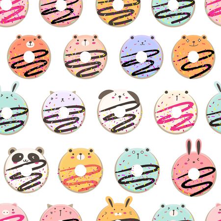 Cute ice cream seamless pattern background. Vector illustration.のイラスト素材