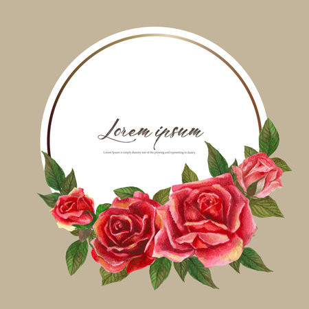 Rose watercolor frame. Floral wreath vector illustration.のイラスト素材