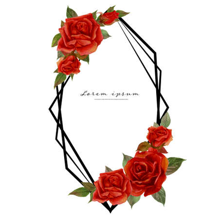 Rose watercolor frame. Floral wreath vector illustration.のイラスト素材