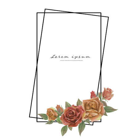 Rose watercolor frame. Floral wreath vector illustration.のイラスト素材