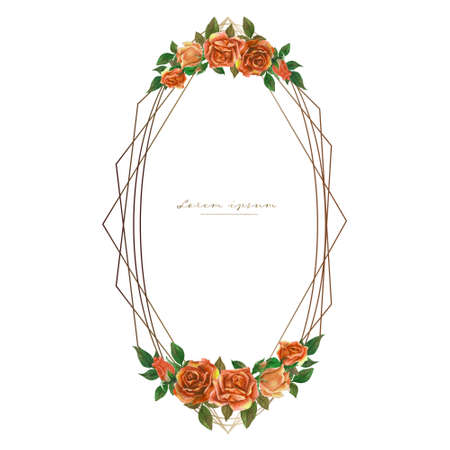 Rose watercolor frame. Floral wreath vector illustration.のイラスト素材