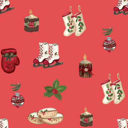 Christmas seamless pattern background. Vector illustration.のイラスト素材