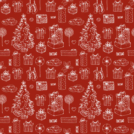 Christmas seamless pattern background. Vector illustration.のイラスト素材