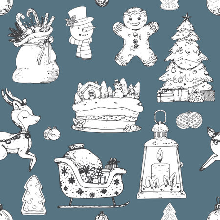Christmas seamless pattern background. Vector illustration.のイラスト素材