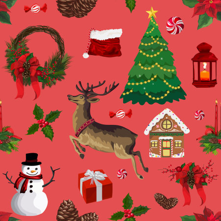 Christmas seamless pattern background. Vector illustration.のイラスト素材