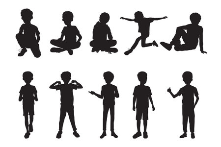 Boy silhouette character cartoon design. Vector illustration.のイラスト素材