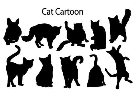 Cute cat cartoon set. Vector illustration for design.のイラスト素材