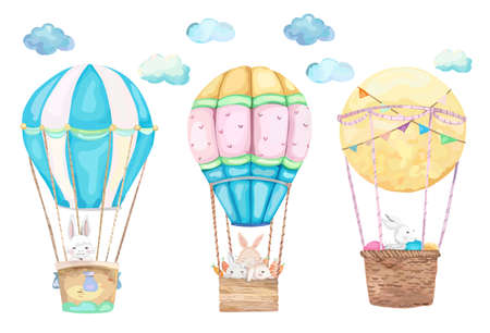 Cute happy easter elements set. Vector illustration.のイラスト素材