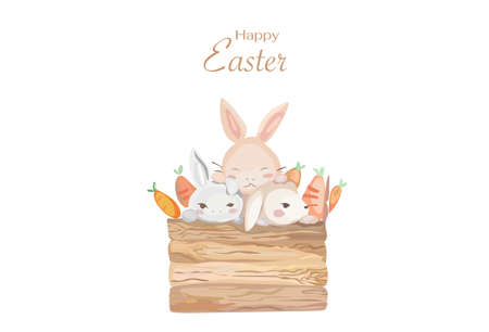 Cute happy easter elements set. Vector illustration.のイラスト素材