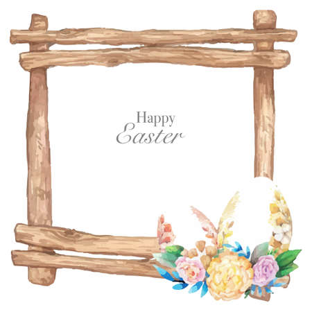 Hand drawn watercolor happy easter for design. Vector illustration.のイラスト素材