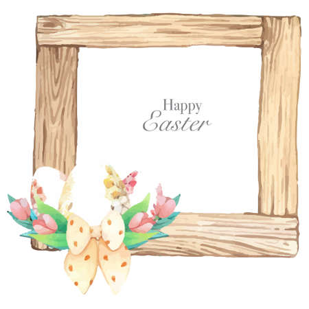 Hand drawn watercolor happy easter for design. Vector illustration.のイラスト素材