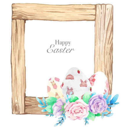 Hand drawn watercolor happy easter for design. Vector illustration.のイラスト素材