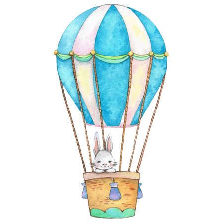 Cute happy Easter watercolor in balloon. Vector illustration.のイラスト素材