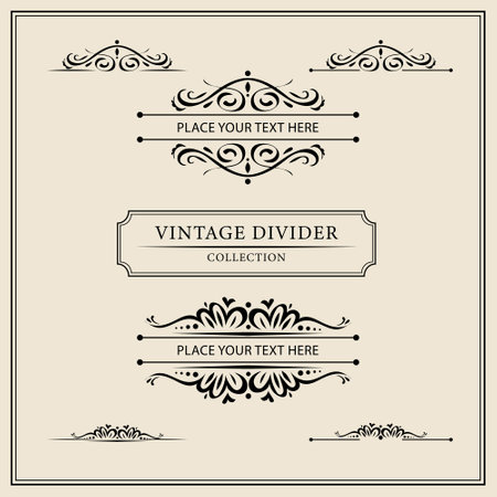 Vintage ornate design elements and page decoration. Vector illustration.のイラスト素材