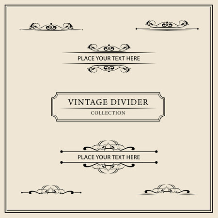 Vintage frames and design elements set. Decorative elements for your designのイラスト素材